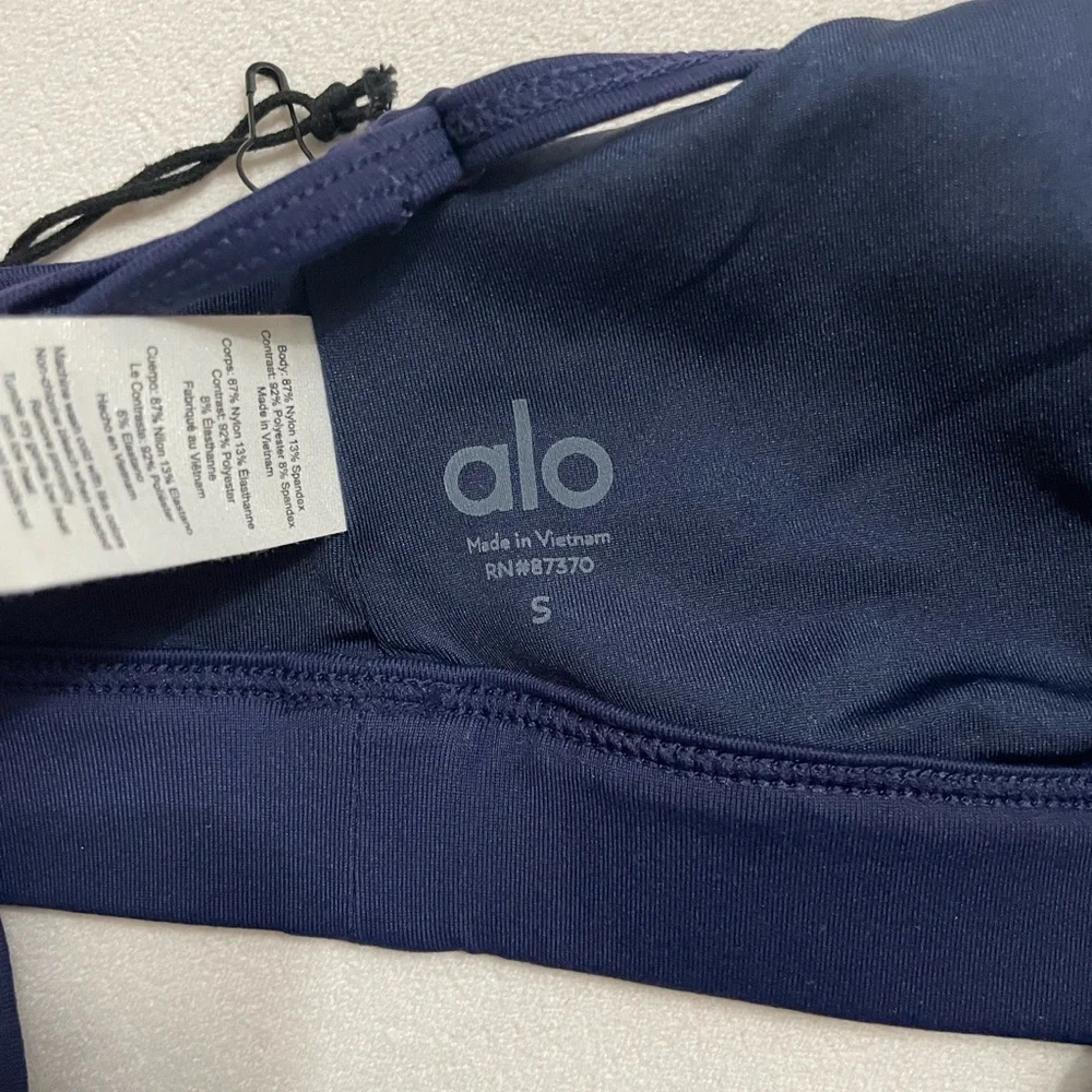 NWT Alo Yoga Interlace Sports Bra Navy Blue Size S